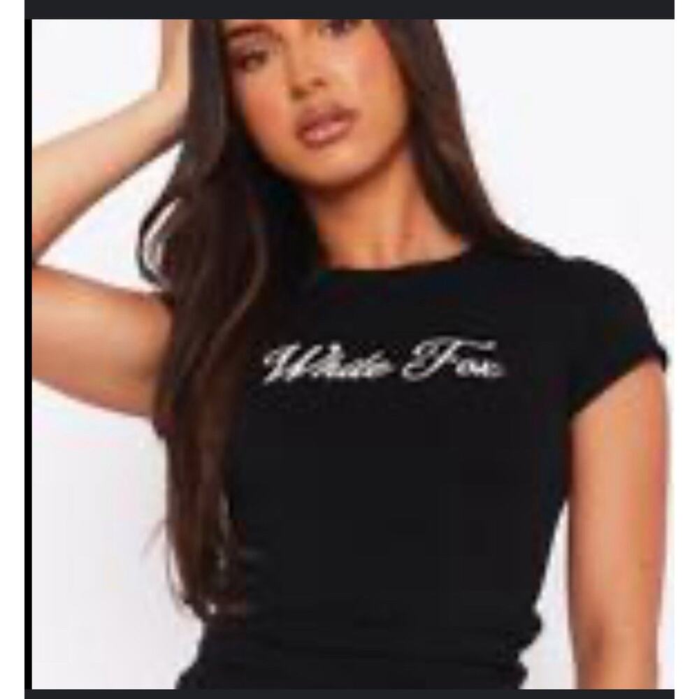 White Fox Black Crop Top Size M